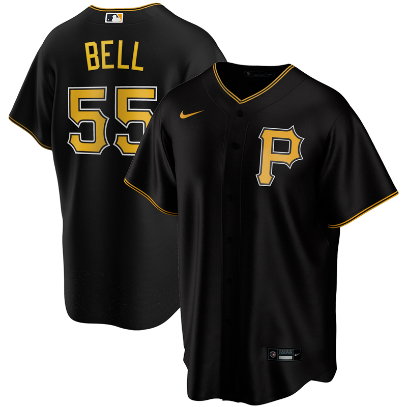 2020 MLB Men Pittsburgh Pirates #55 Josh Bell Nike Black Alternate 2020 Replica Player Jersey 1->pittsburgh pirates->MLB Jersey